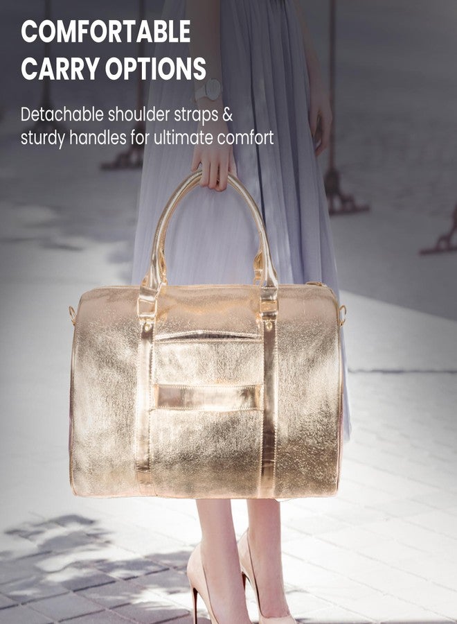 STRUTT Premium Glittery Golden Leatherette Stylish & Lightweight Travel Duffle Bag for Women, Duffel Bag for Travelling & Gym - Black & Red - Image 5